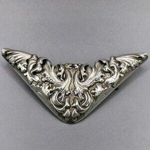 Desk Blotter Corner Brooch Signed Sterling Silver 77  Embossed Rococo Design
